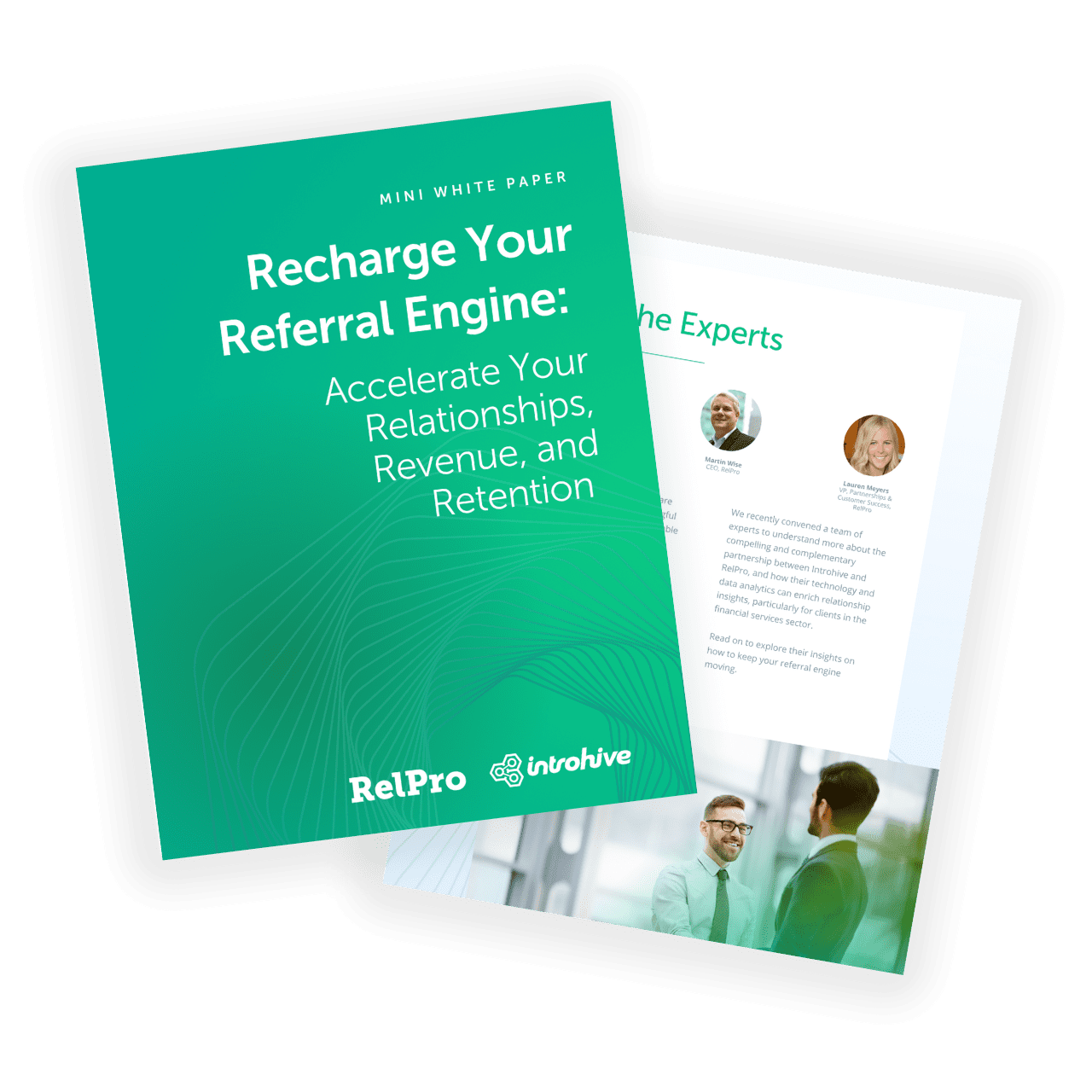 Introhive | Book Mock ups 9 | Recharge your referral engine guide – Accelerate your Relationships, Revenue, and Retention