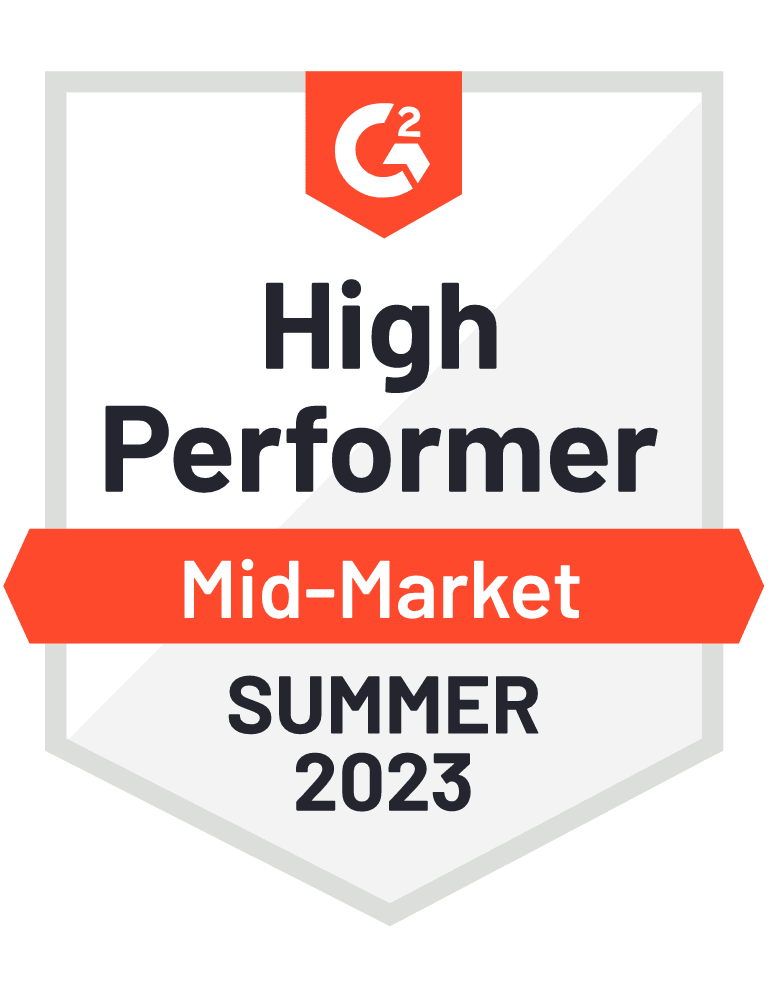 Red accent high performer mid market summer 2023 logo