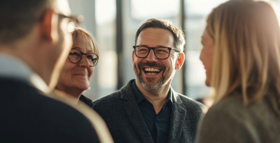 A meeting with a key client stakeholder identified via relationship mapping software.