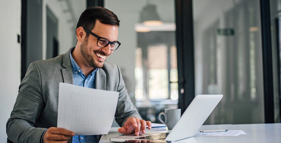 Legal professional seamlessly using CRM data in his day-to-day workflow, highlighting the practical benefits of legal CRM systems for law firms once common challenges are overcome.